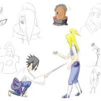 Sasuke vs. Deidara doodles